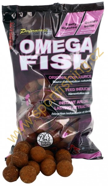 STARBAITS Omega Fish - Boilie potápivé 1kg 24mm