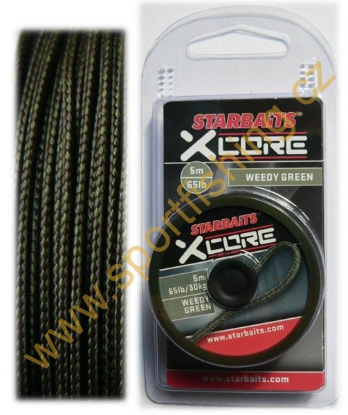 STARBAITS Olověná šňůra X-Core New Weedy Green - zelená 5m 45lbs/20kg