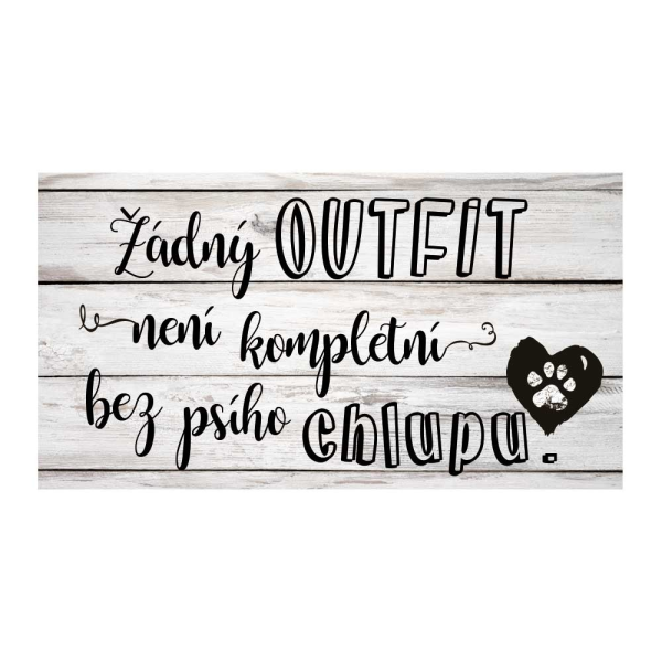 Dekorační obrázek na zavěšení 13 x 24 cm – Outfit chlupy
