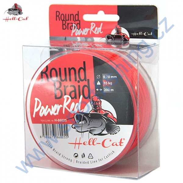 HELL-CAT Splétaná šňůra Round Braid Power Red 200m 0,80mm, 100kg