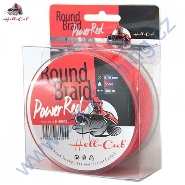 HELL-CAT Splétaná šňůra Round Braid Power Red 200m 0,50mm, 57,50kg