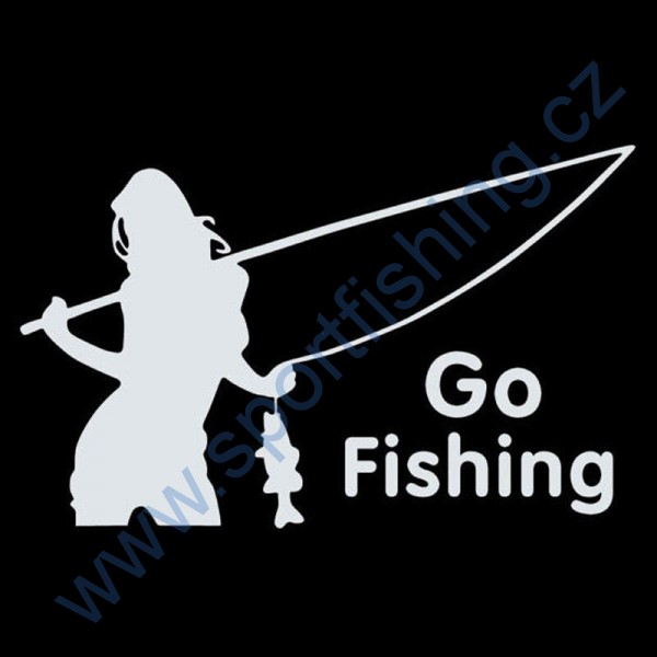 Nálepka RYBÁŘKA - Go fishing - bílá