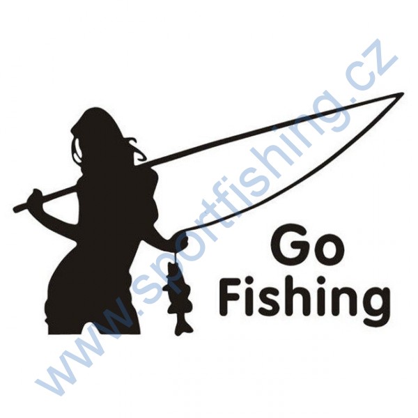 Nálepka RYBÁŘKA - Go fishing - černá