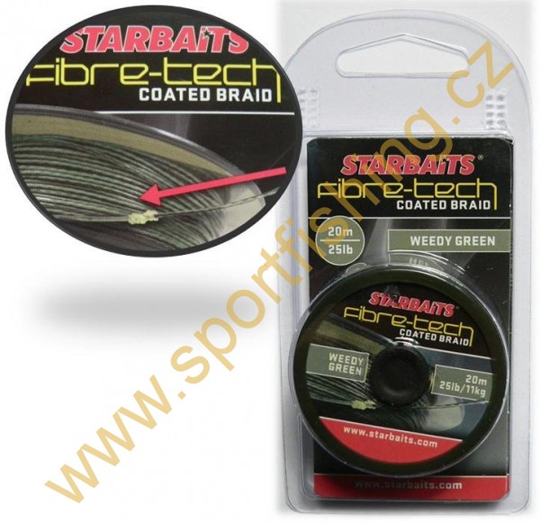 STARBAITS Návazcová potahovaná šňůrka Fibre Tech Coated Braid zelená 20m 25lbs/11kg